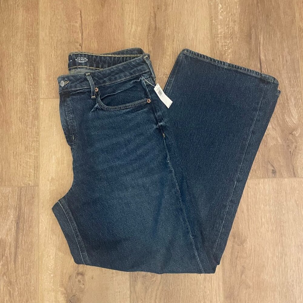 Old Navy Extra High-Waisted Wide-Leg Jeans-Size 14-Dark Wash